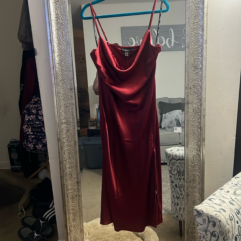 Wine slip dress
